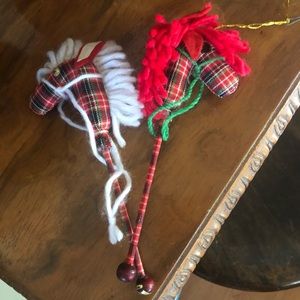 Vintage Plaid Pony Stick Ornaments